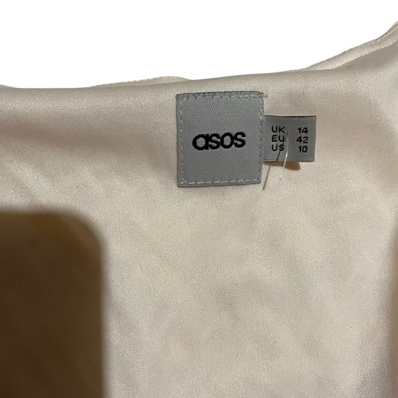 ASOS Cream Lace Mini Dress- Stretchy-V Neckline-Size 10-Floral Design-Lined - Picture 8 of 10